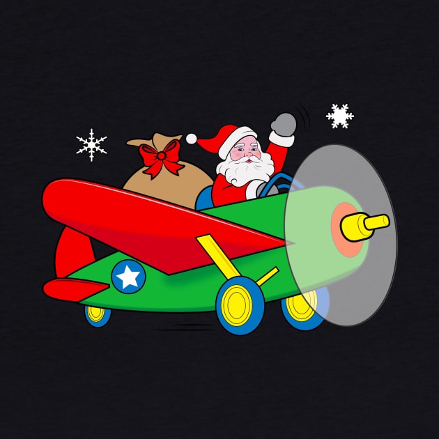 Santa Claus Flying an Airplane filled with Gifts by PenguinCornerStore